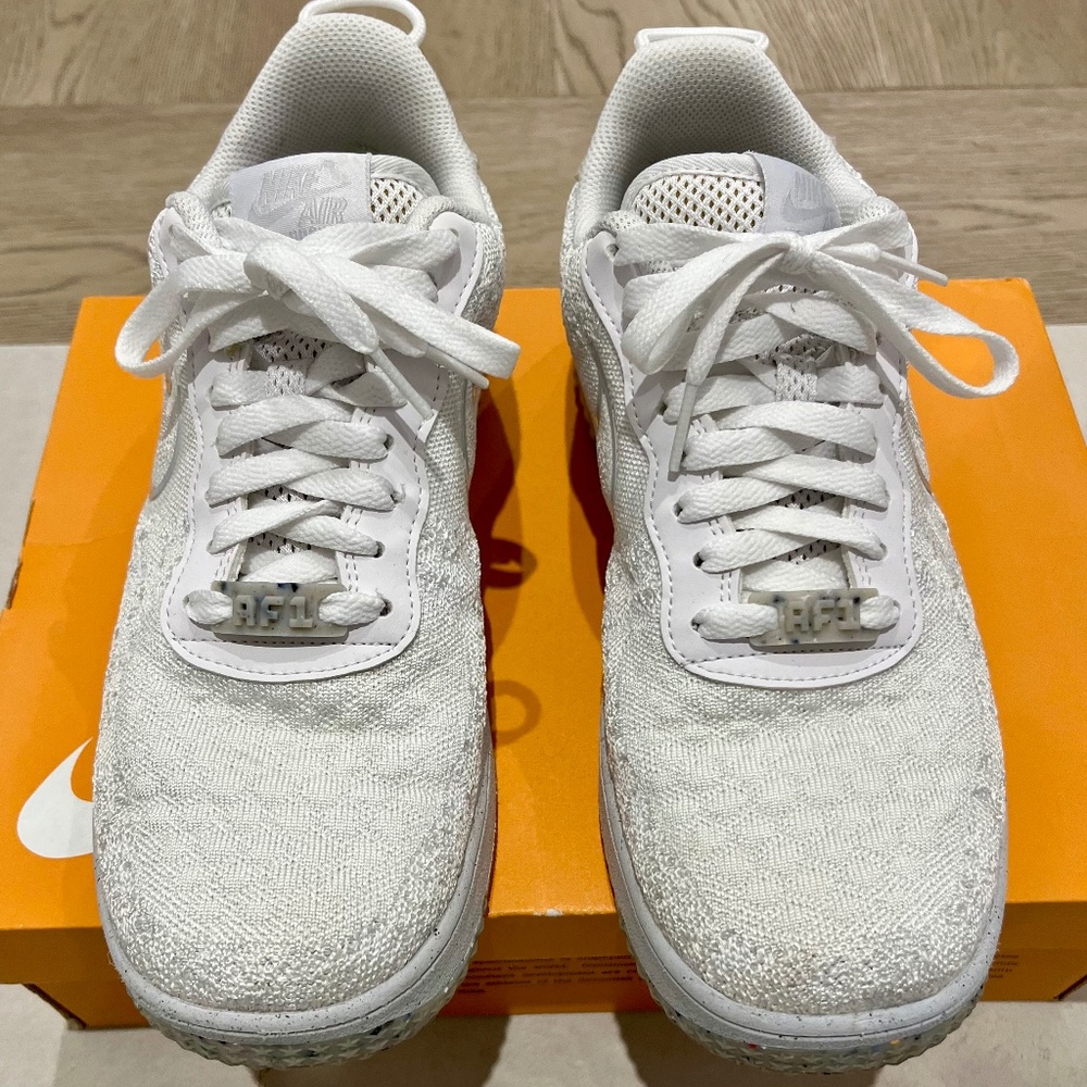 2022 Nike Men's Air Force 1 Crater Flyknit Next Nature 'Triple White' Size 9